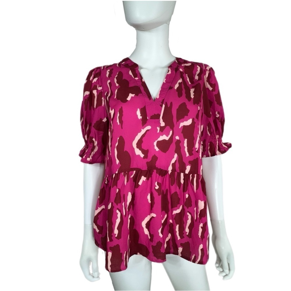 Umgee Magenta The Linley Top Puff Sleeve Blouse